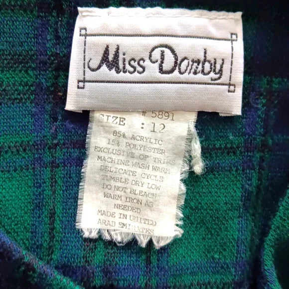 Vintage Miss Dorby tartan knit, button front, structured midi dress. Size 10. - Picture 11 of 12